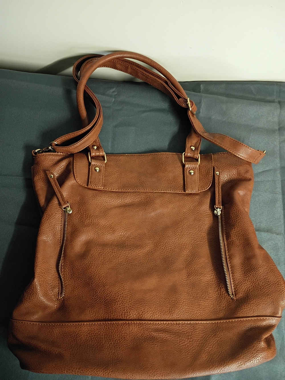 Classic Brown Faux Leather Tote Bag